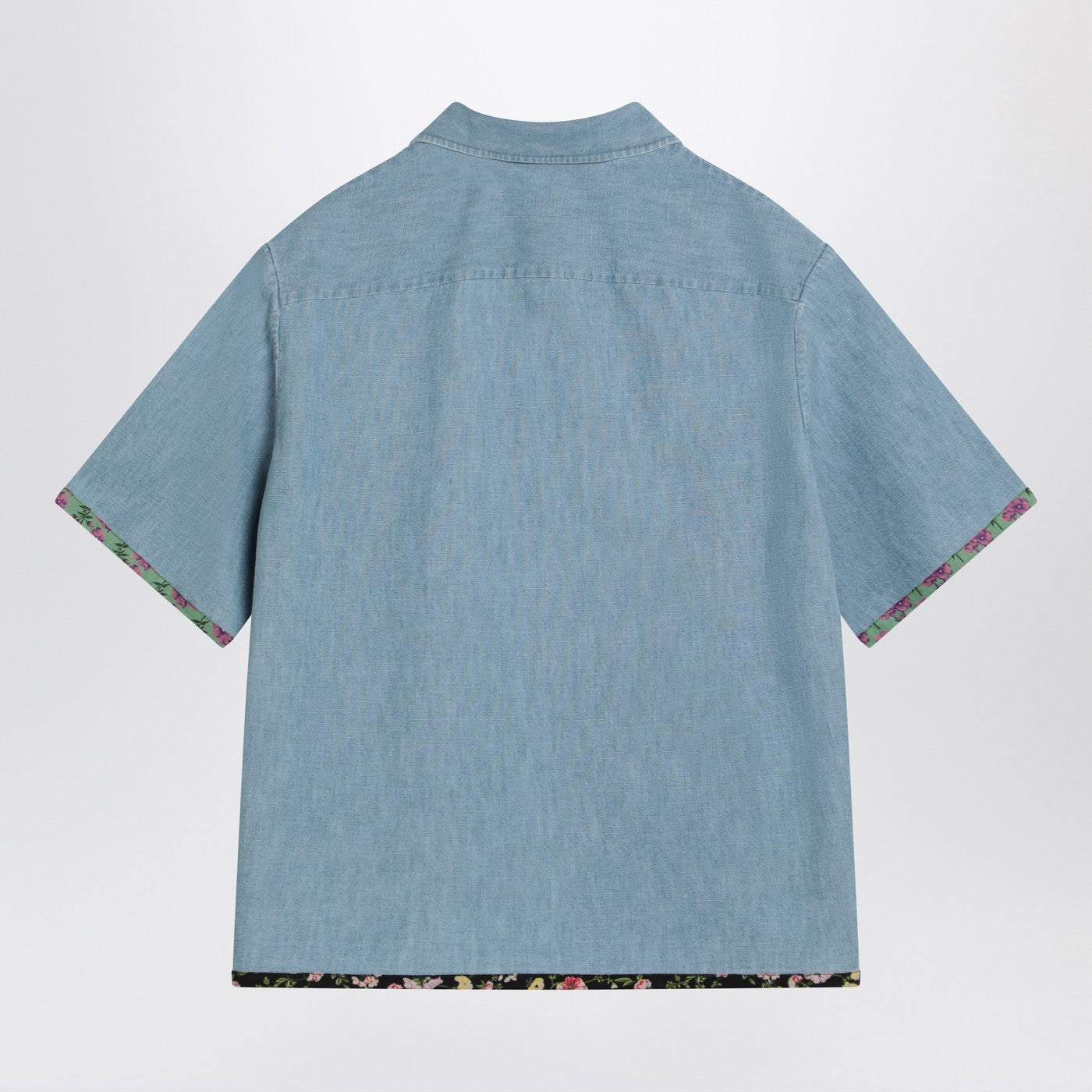 Valentino Denim Shirt With Floral Trims Men VALENTINO