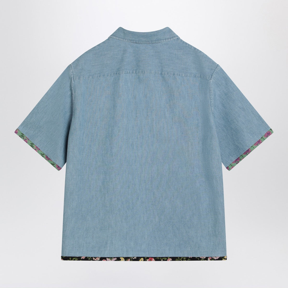 Valentino Denim Shirt With Floral Trims Men VALENTINO