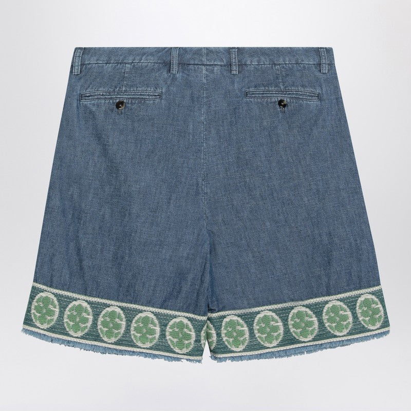 Valentino Blue Bermuda Short With Jacquard Bottom Men VALENTINO