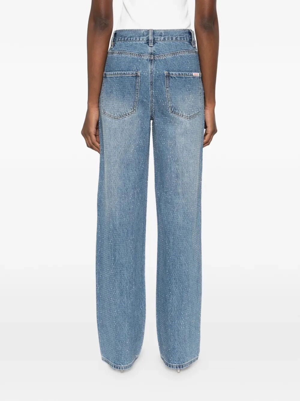 Self-Portrait Women Rhinestone Denim Straight Leg Jeans SELF-PORTRAIT