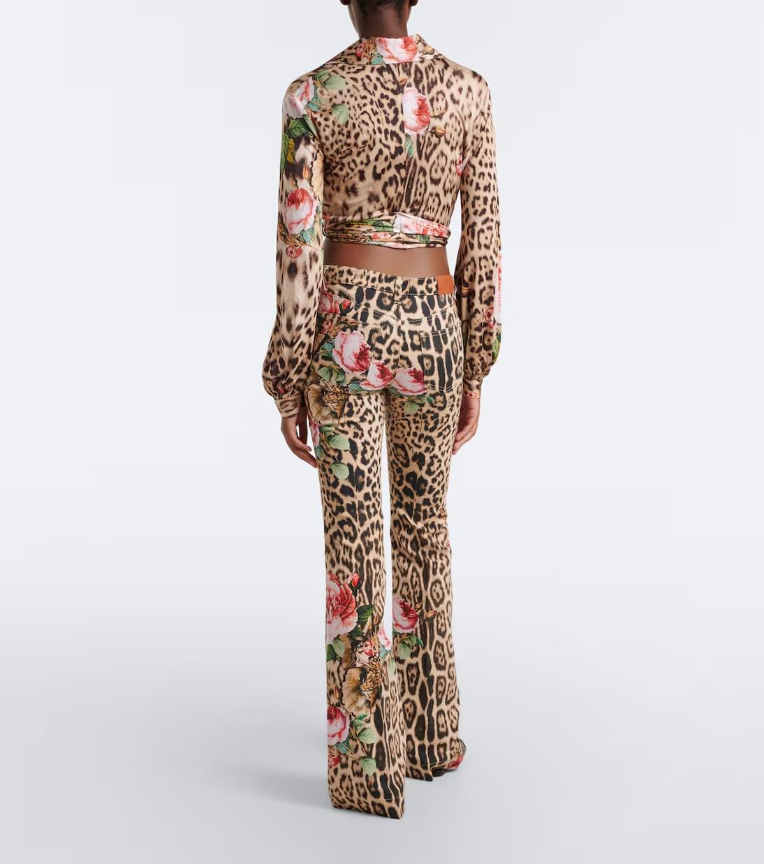 Roberto Cavalli Leopard-print floral flared jeans ROBERTO CAVALLI