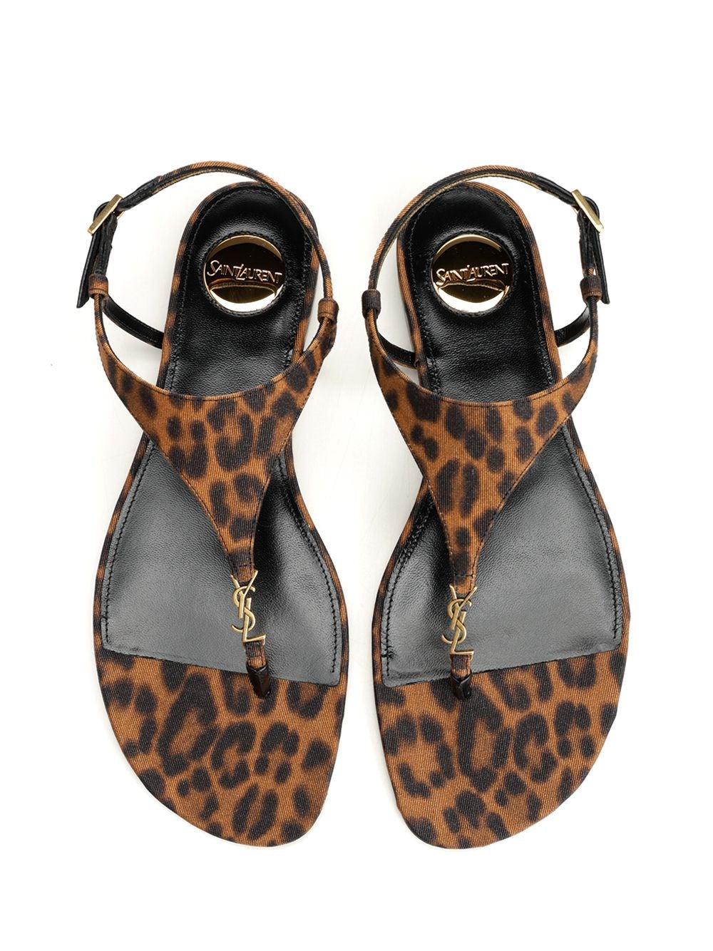Saint Laurent Women Flat Leopard-Print Sandals SAINT LAURENT