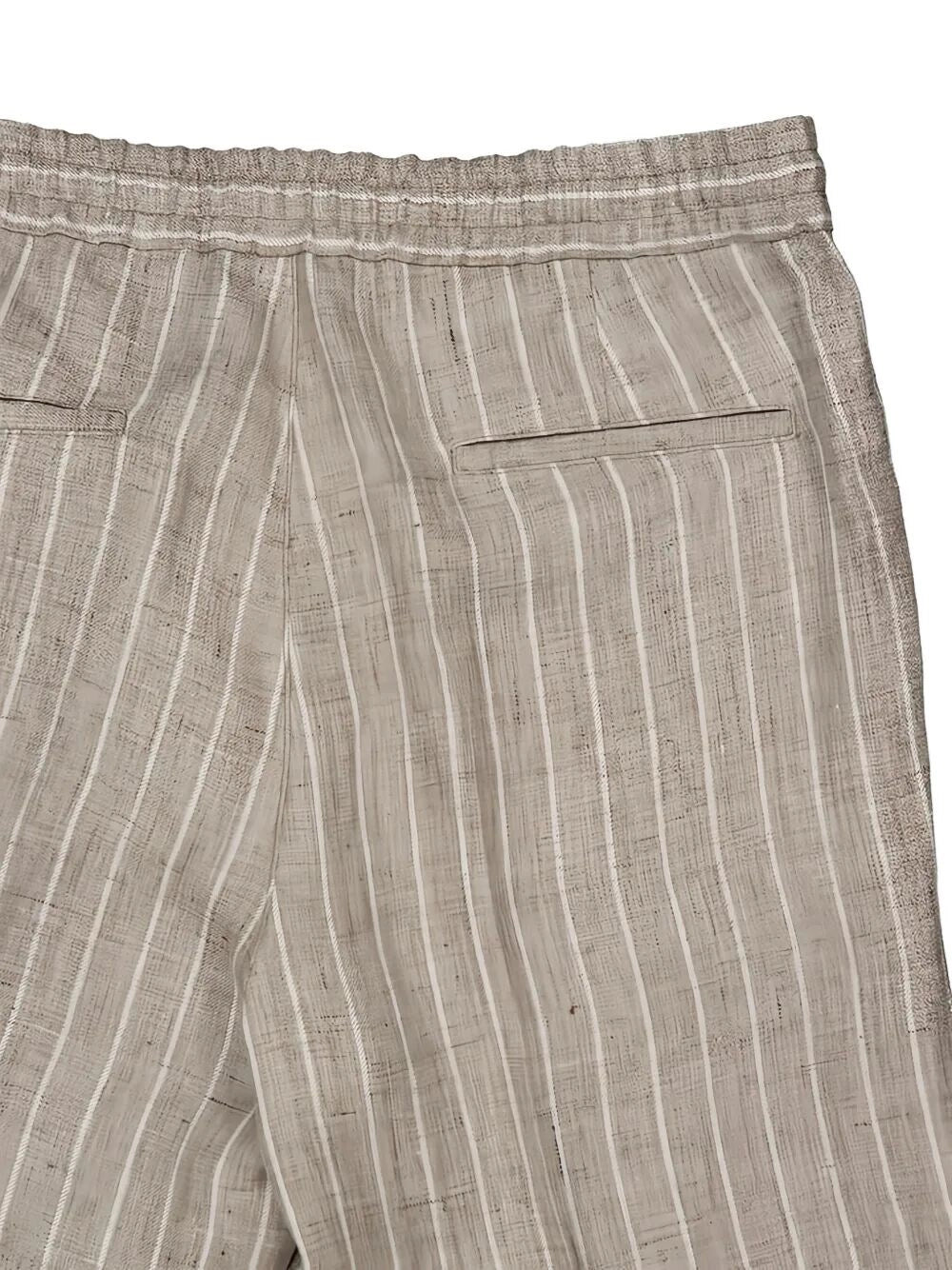 Brunello Cucinelli Men Stripe Linen Pants With Drawstring And Double Pleats BRUNELLO CUCINELLI
