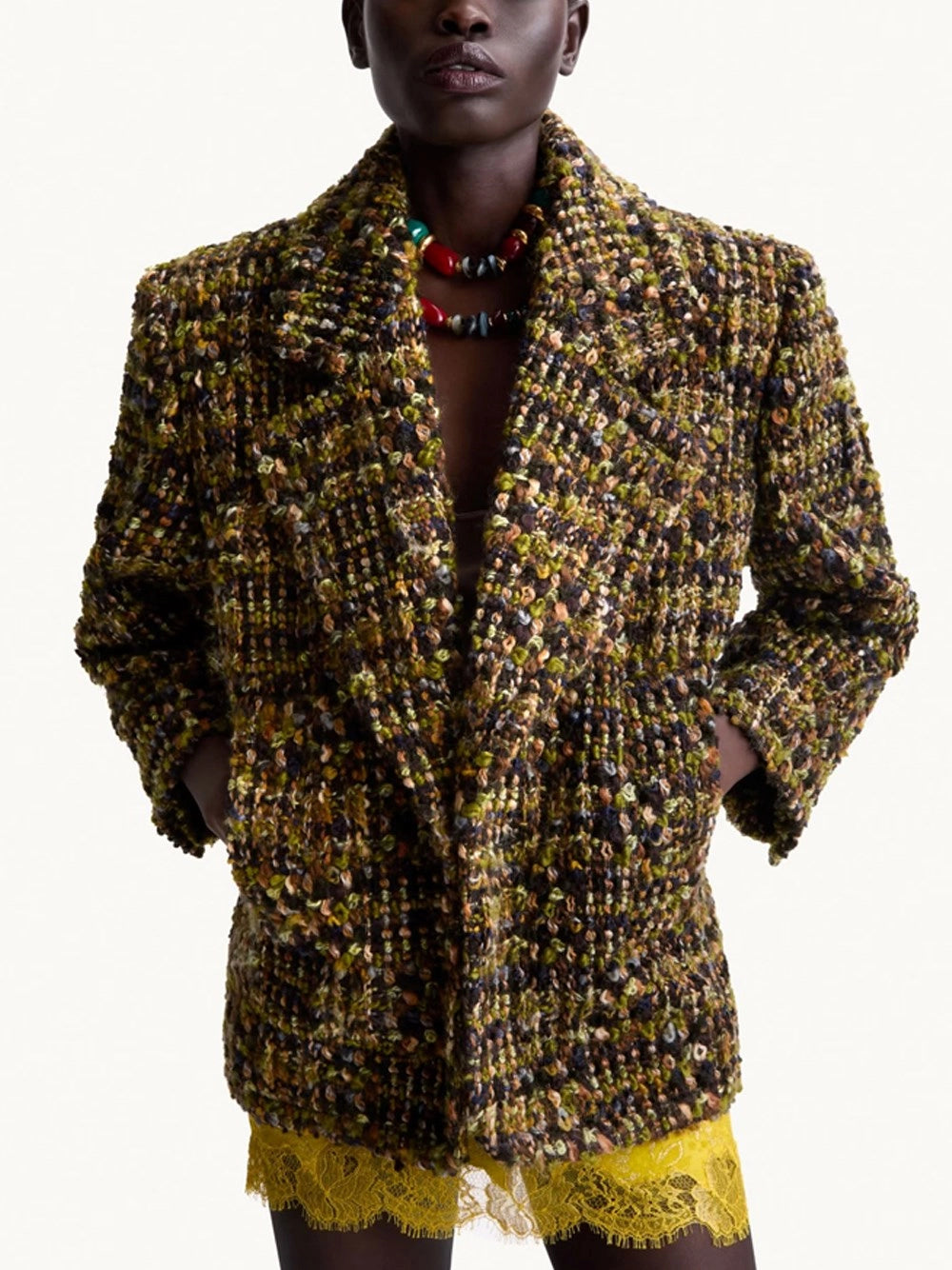 Saint Laurent Women Single Breasted Jacket In Tweed SAINT LAURENT