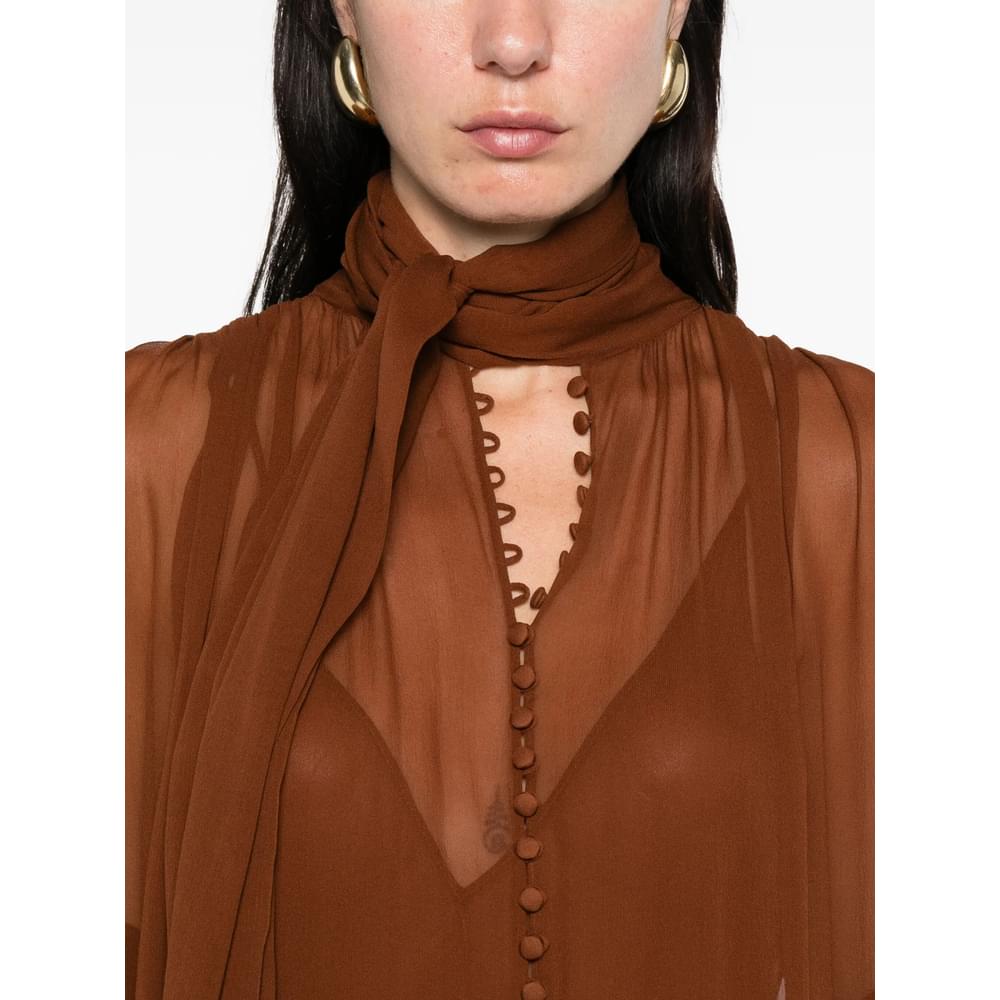 Saint Laurent Women Sheer Long Sleeve Mini Dress SAINT LAURENT