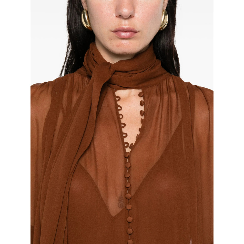 Saint Laurent Women Sheer Long Sleeve Mini Dress SAINT LAURENT