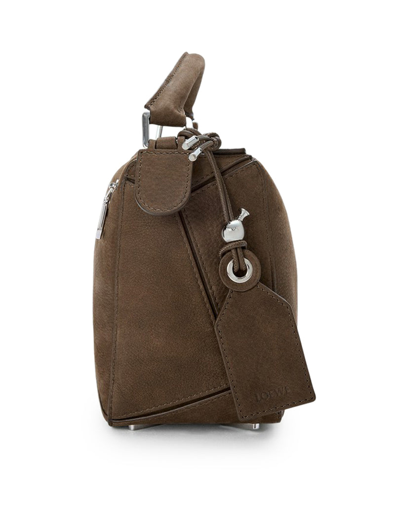 Loewe Women Featherlight Puzzle Small Bag In Garnet Nubuck LOEWE