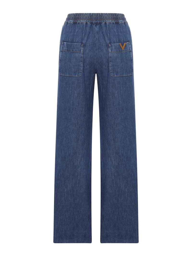 Valentino Garavani Women Wide Leg Chambray Pants VALENTINO GARAVANI
