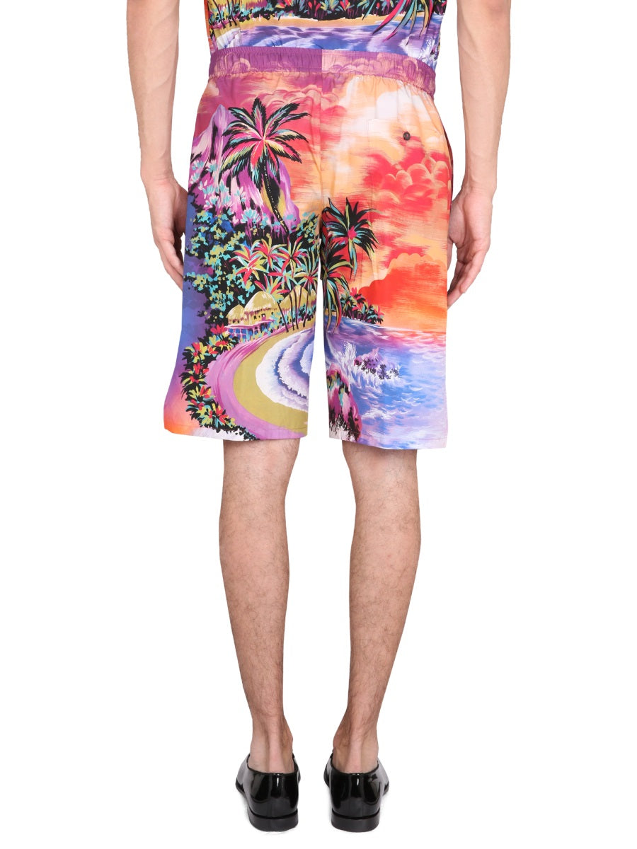 Dolce & Gabbana Men Bermuda Shorts With Hawaii Print DOLCE & GABBANA