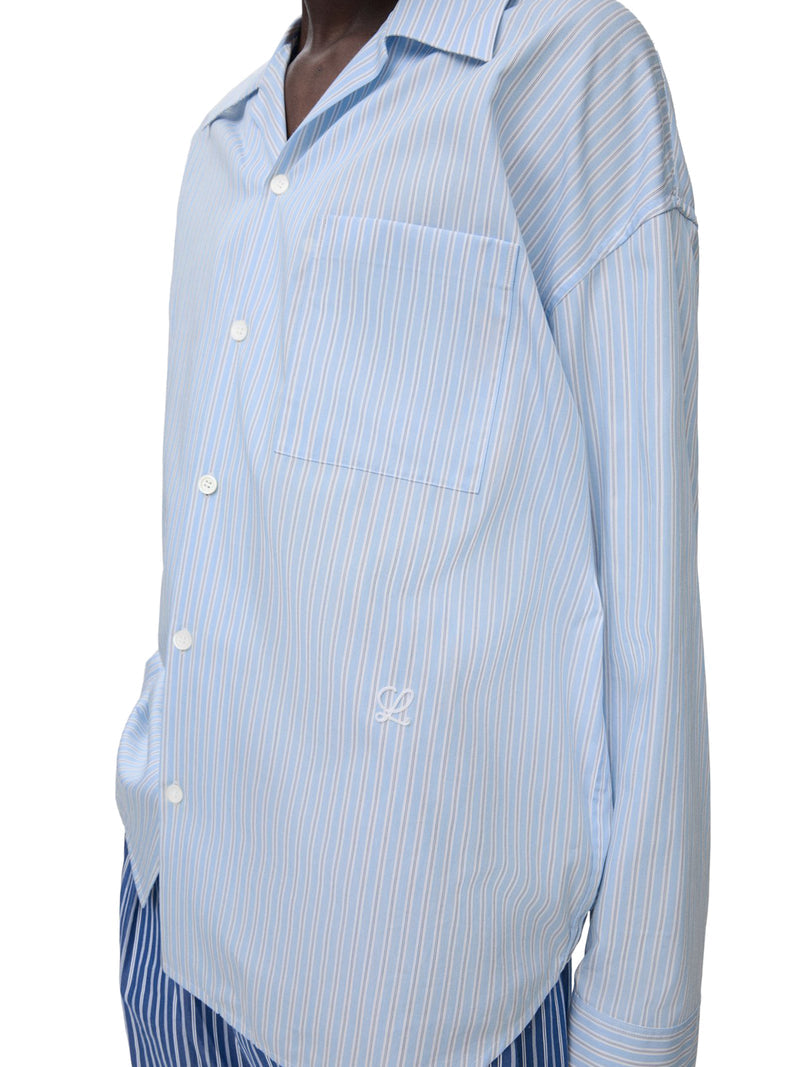 Loewe Men Oversized Striped Cotton Shirt With Bowling Collar LOEWE