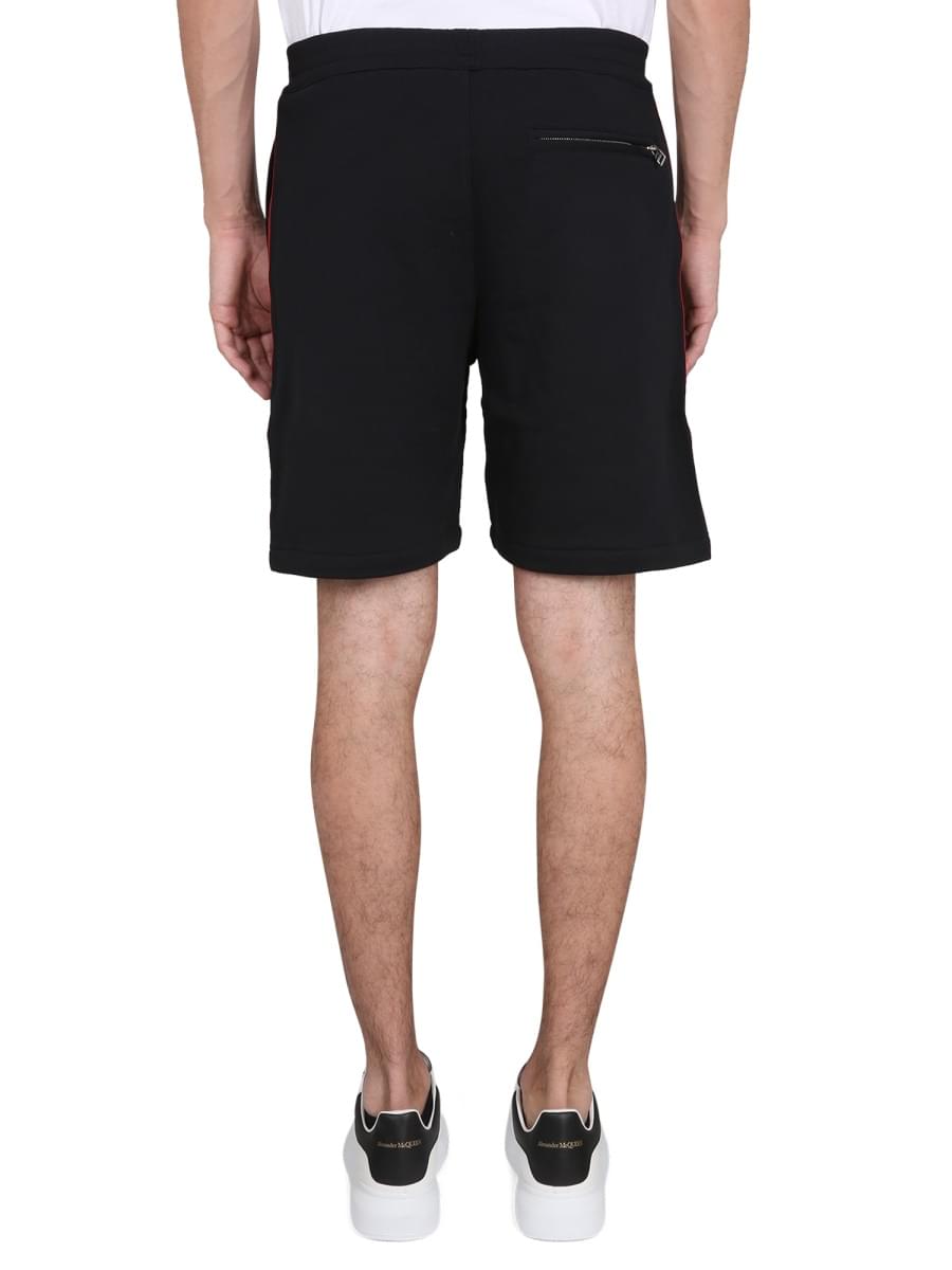 Alexander Mcqueen Men Bermuda Shorts With Selvedge Logo Band ALEXANDER MCQUEEN
