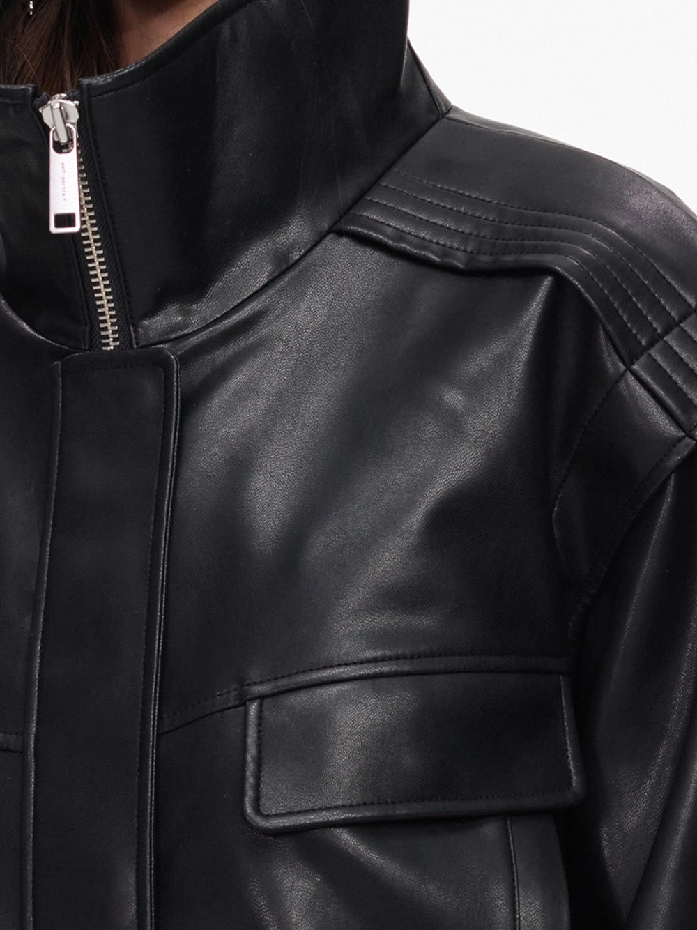 Self-Portrait Women Faux Leather Bomber Jacket SELF-PORTRAIT