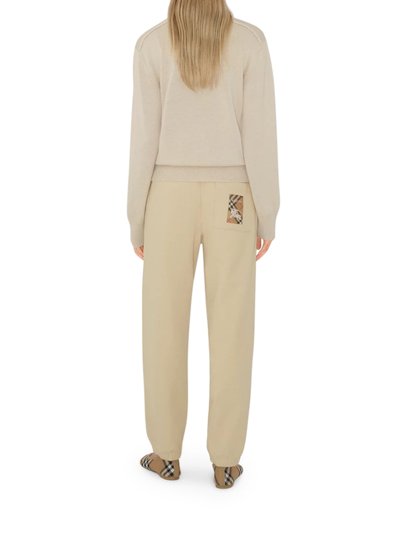 Burberry Women Cotton Jogging Trousers With Check Applique BURBERRY