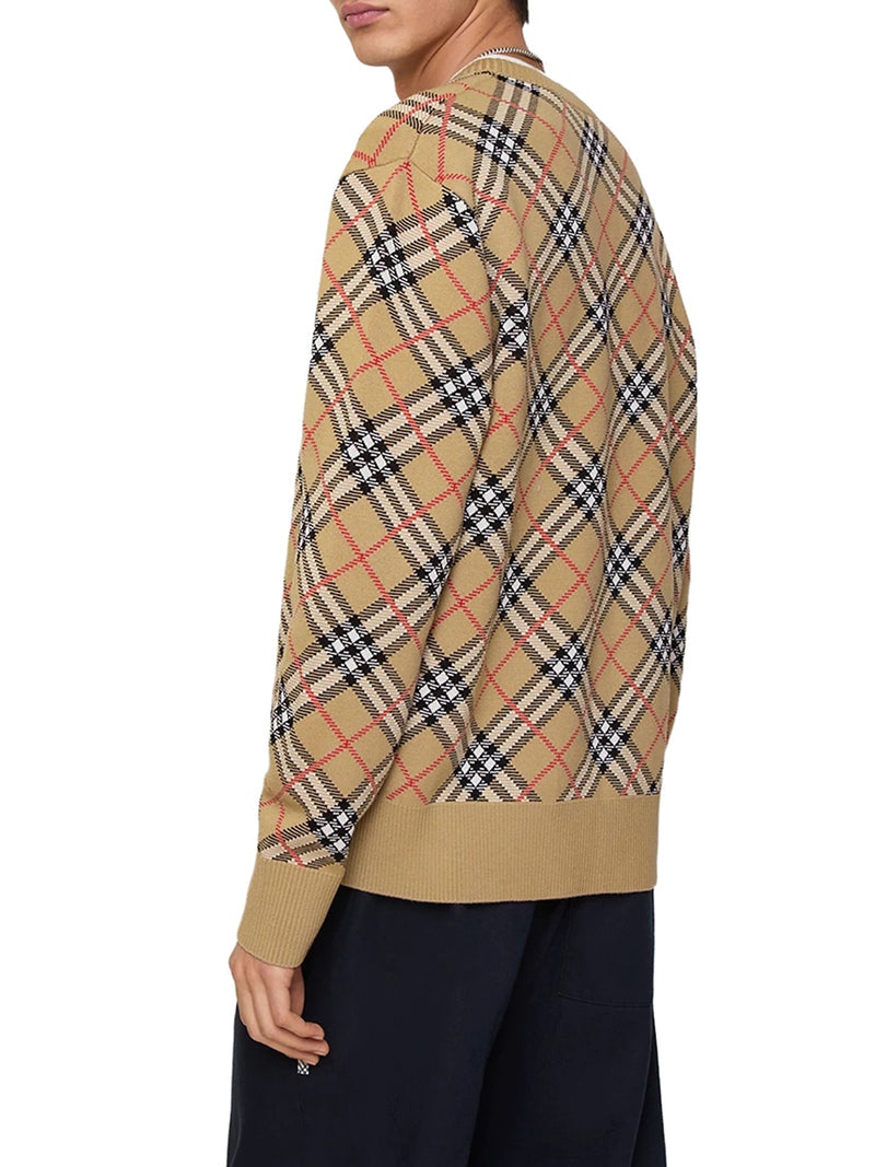 Burberry Men Checked Cotton And Wool Pullover BURBERRY