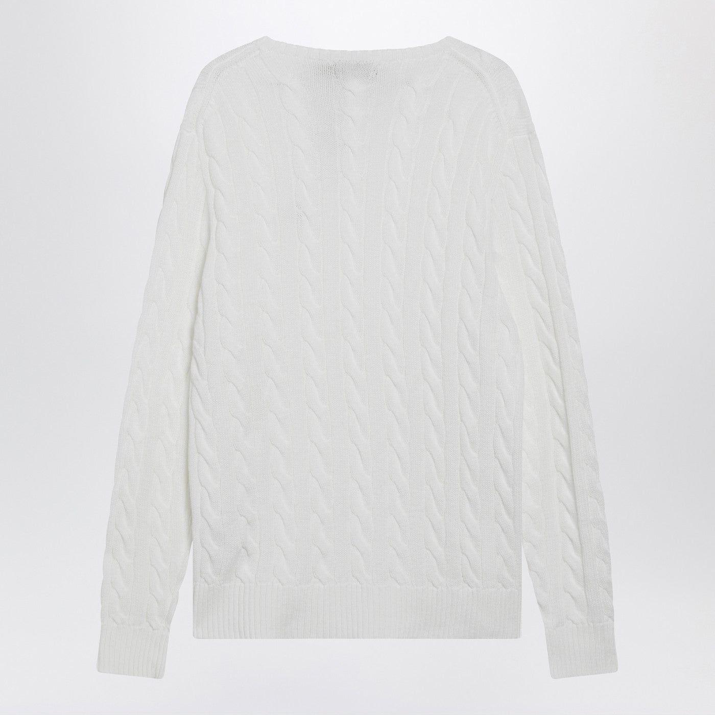 Polo Ralph Lauren White Cable-Knit Cotton Sweater Men Polo Ralph Lauren