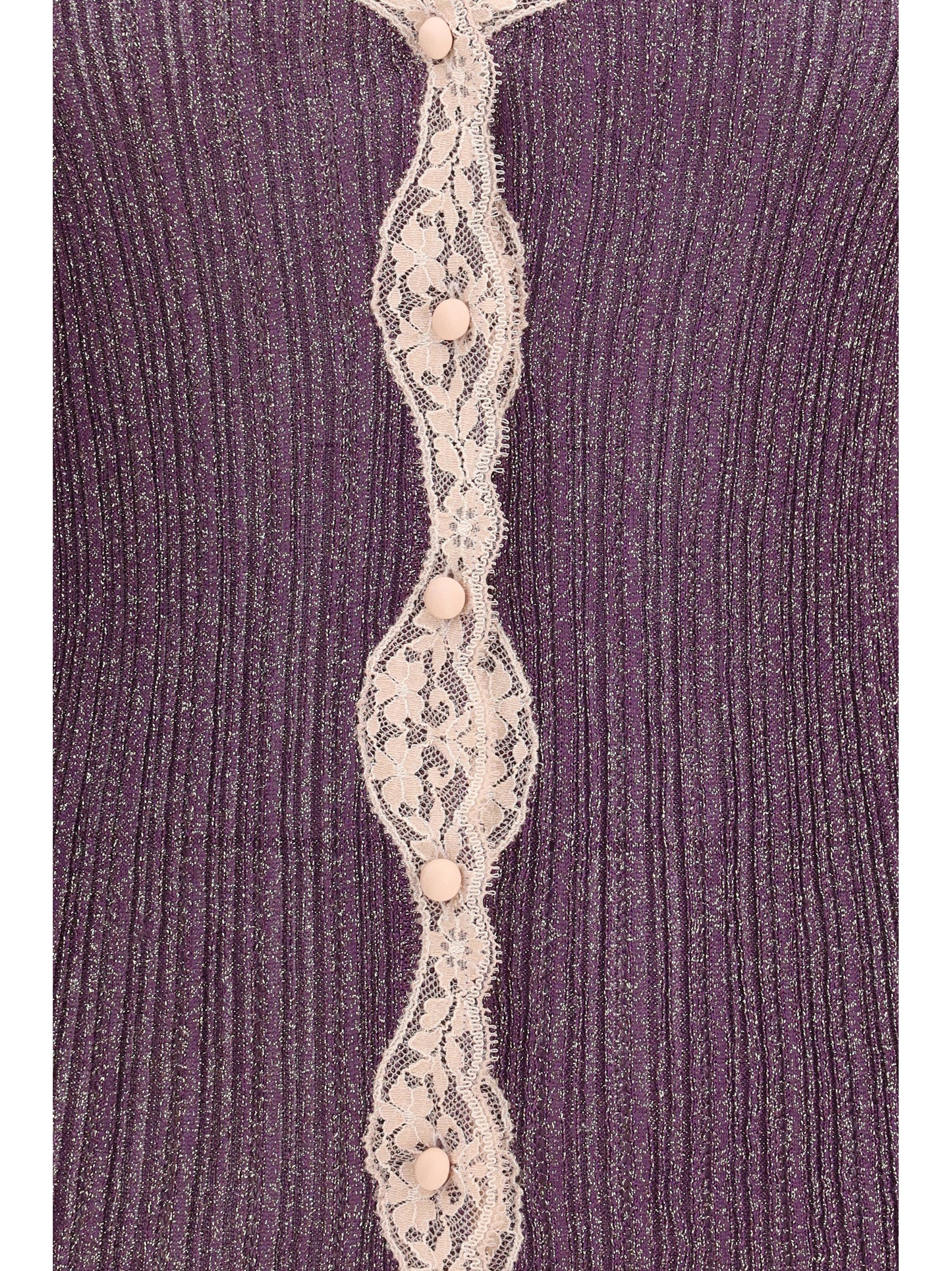 Valentino Women Lurex Knit Cardigan With Lace VALENTINO