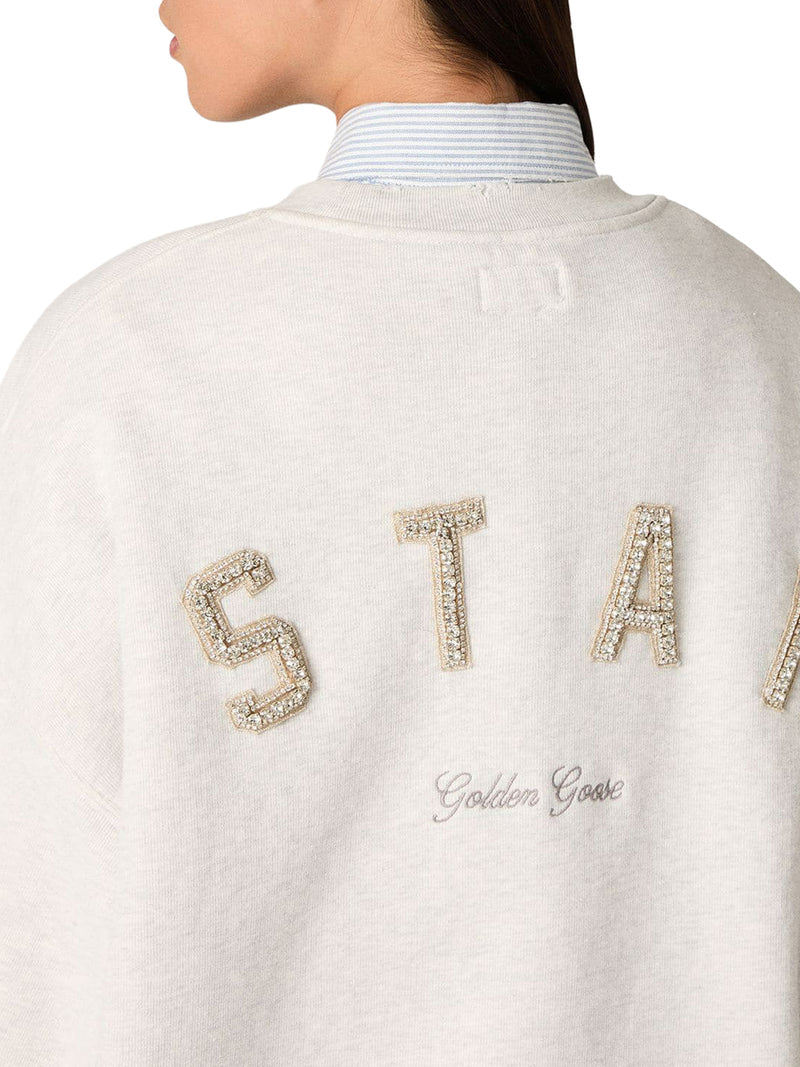Golden Goose Deluxe Brand Men Unisex Star Sweatshirt In Grey Cotton With Embroidery And Crystals GOLDEN GOOSE