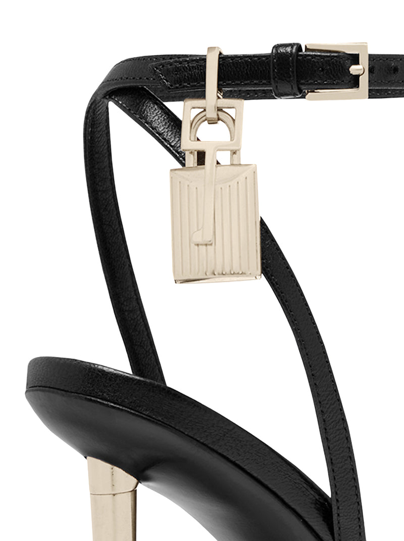 Tom Ford Women Pointed-Toe Sandal With Padlock In Polished Leather TOM FORD