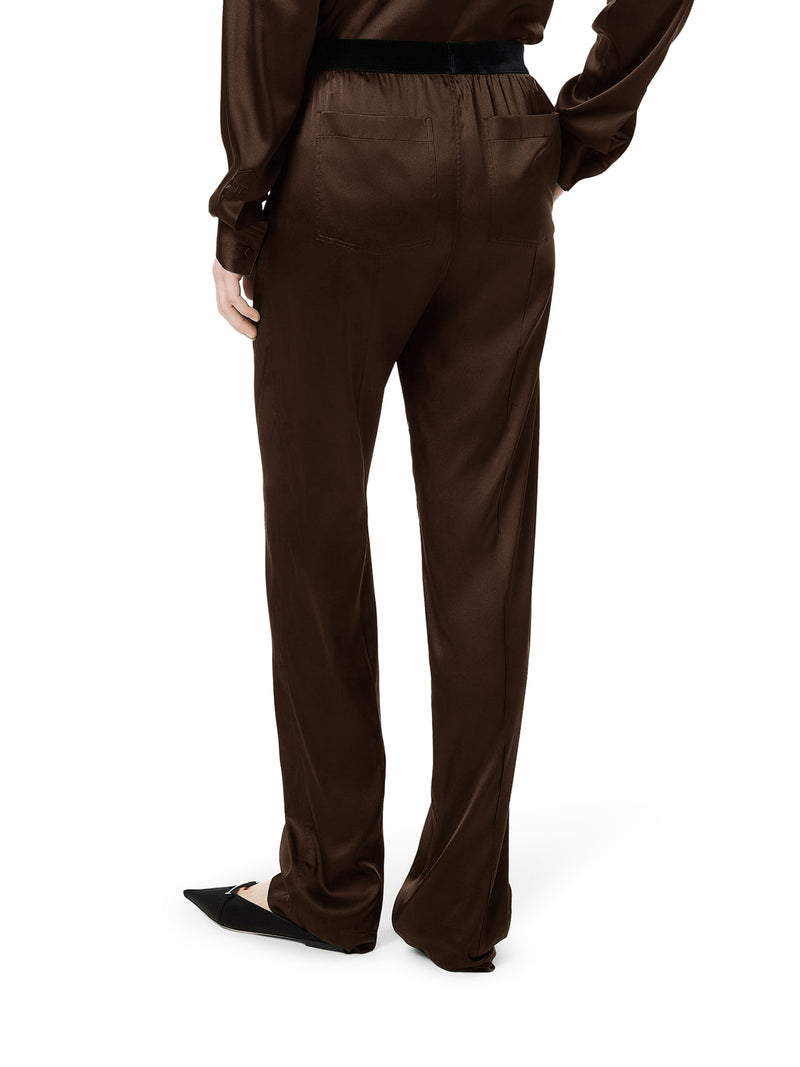 Tom Ford Women Brown Stretch Silk Satin Trousers TOM FORD