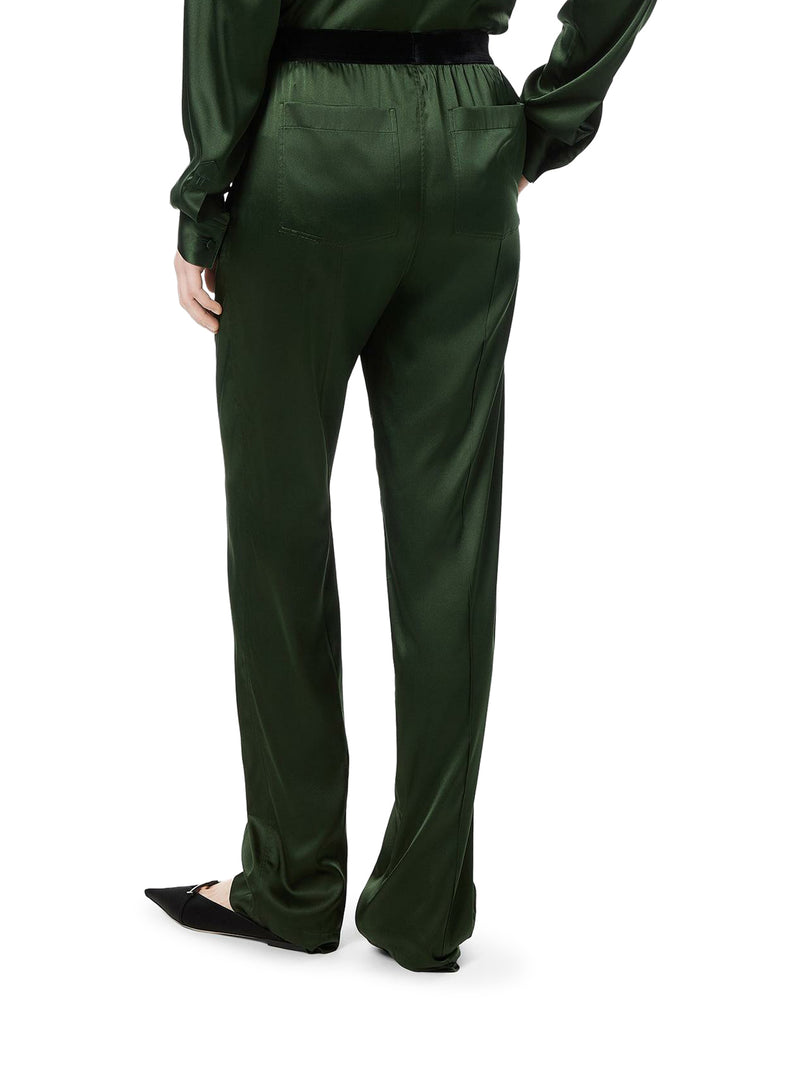 Tom Ford Women Green Stretch Silk Satin Trousers TOM FORD