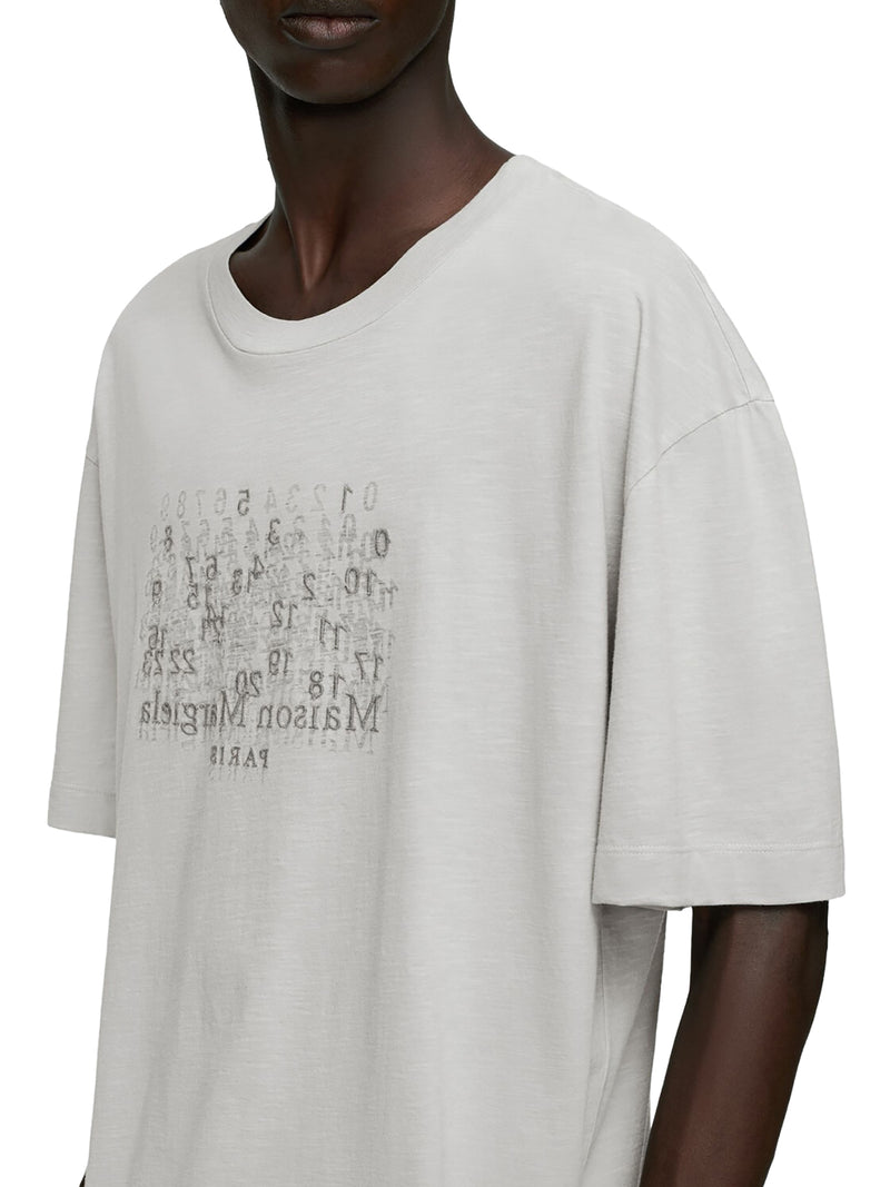 Maison Margiela Men Cotton T-Shirt With Tone-On-Tone Lettering Print MAISON MARGIELA