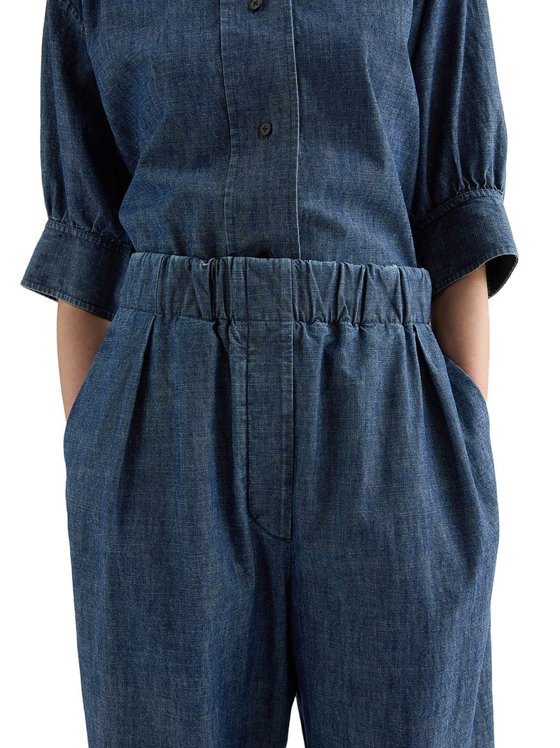 Jil Sander Women Wide Leg Trousers In Lightweight Cotton Chambray JIL SANDER