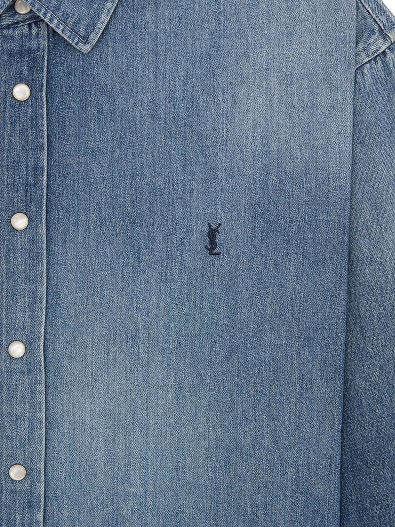 Saint Laurent Men Cassandre Shirt In Denim SAINT LAURENT