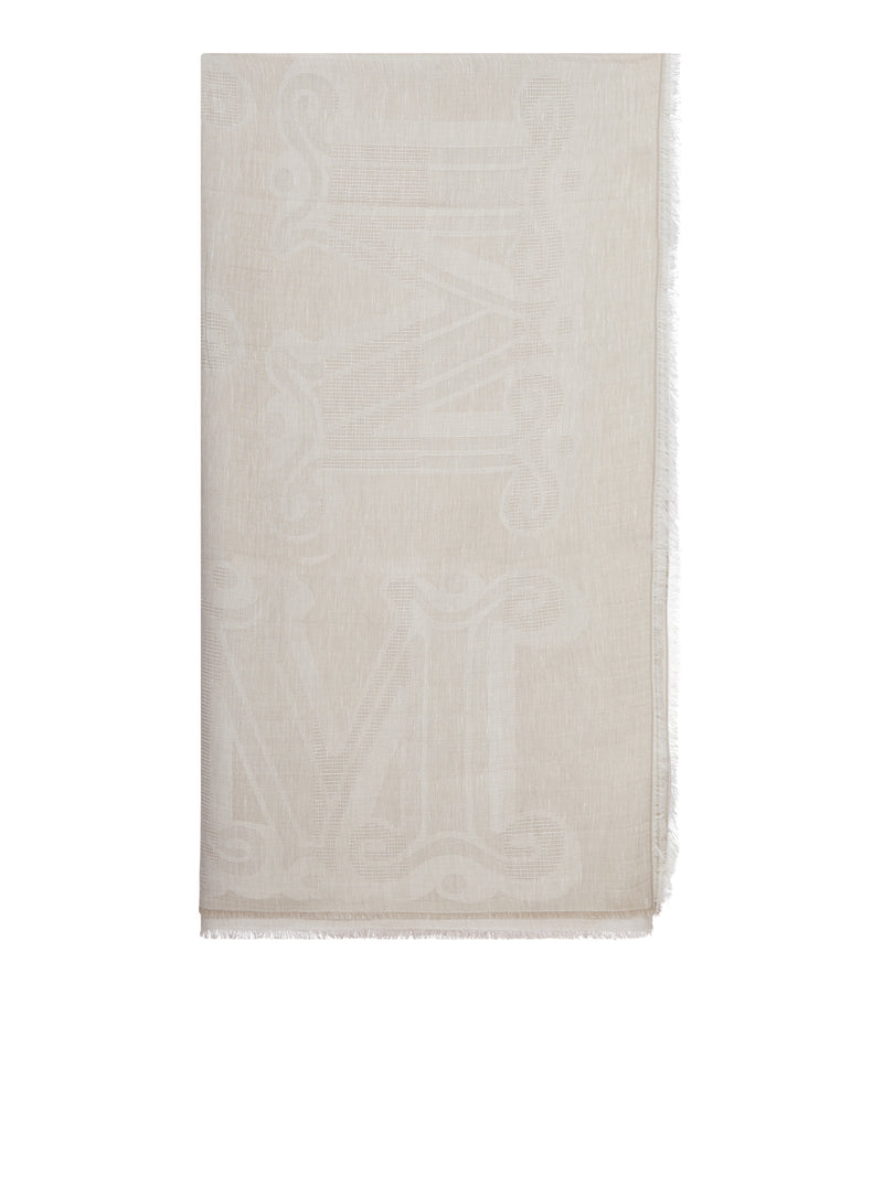 Max Mara Women Cotton Blend Scarf With Jacquard Logo MAX MARA