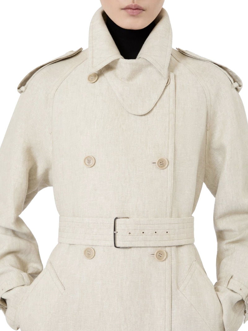 Max Mara Women Double-Breasted Duster Coat In Pure Linen Drill MAX MARA