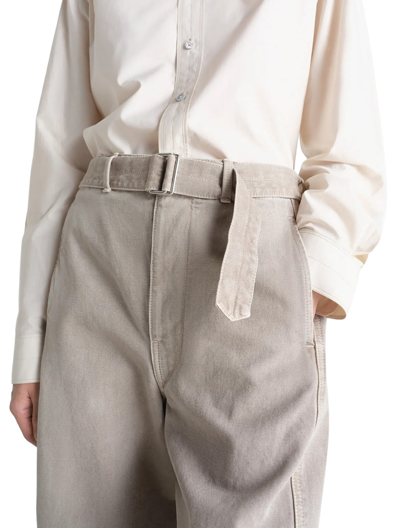 Lemaire Men Twisted Cotton Twill Trousers With Belt LEMAIRE