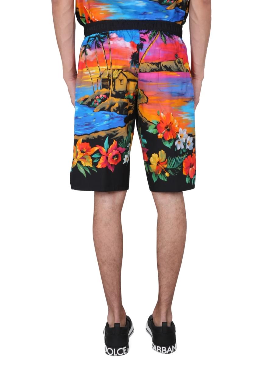 Dolce & Gabbana Men Bermuda Shorts With Sunset Print DOLCE & GABBANA