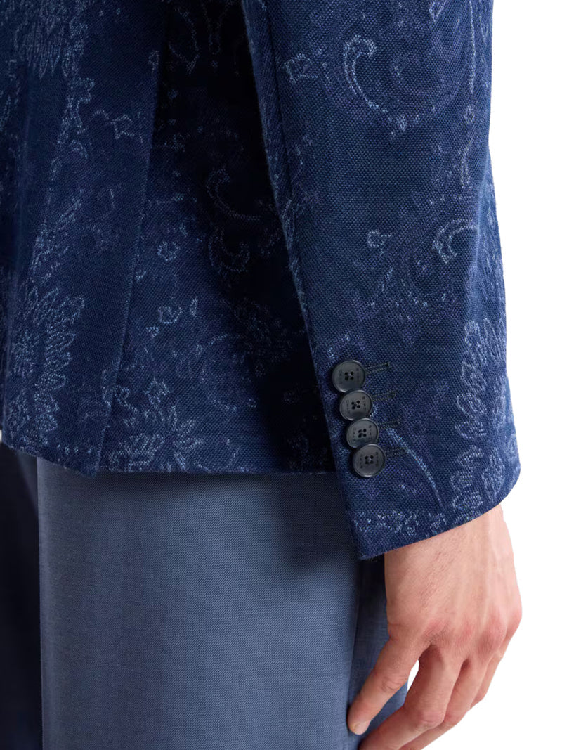 Etro Men Single-Breasted Jacquard Cotton Jacket With Floral Pattern ETRO