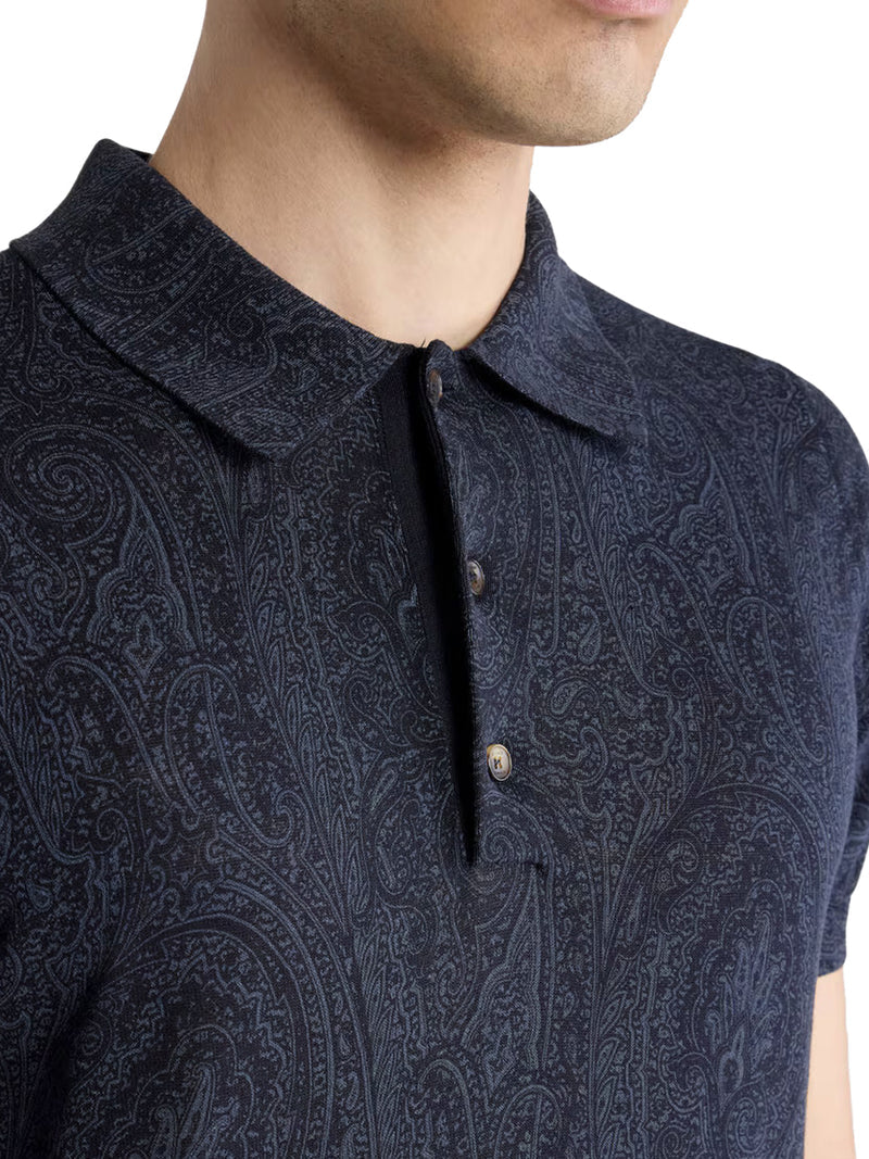 Etro Men Cotton Blend Polo Shirt With Floral Paisley Pattern ETRO