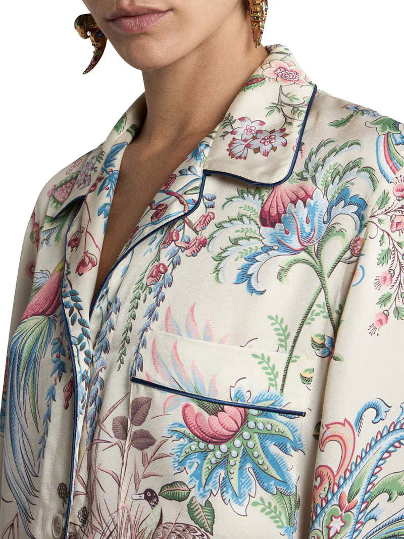 Etro Women Twill Shirt With Placed Flora And Fauna Print ETRO
