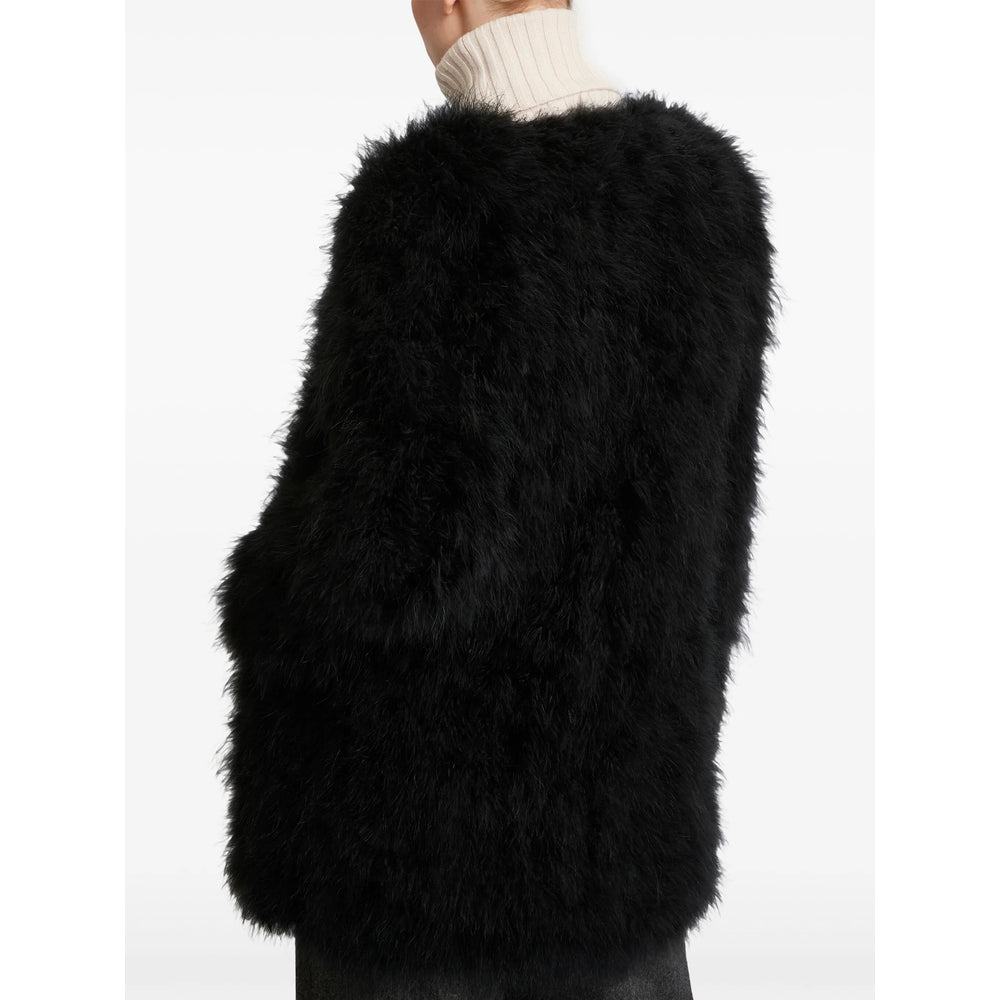 Yves Salomon Black Coats - Faux Fur Coats Women YVES SALOMON