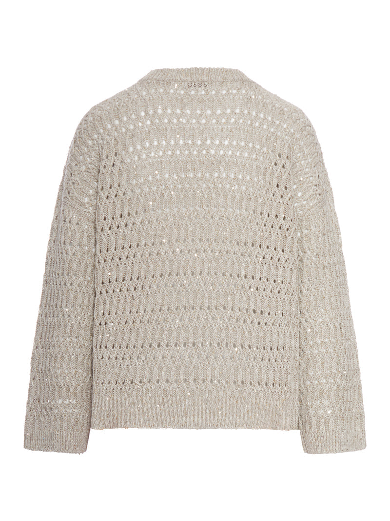 Brunello Cucinelli Women Crew Neck Sweater In Openwork Linen Yarn BRUNELLO CUCINELLI