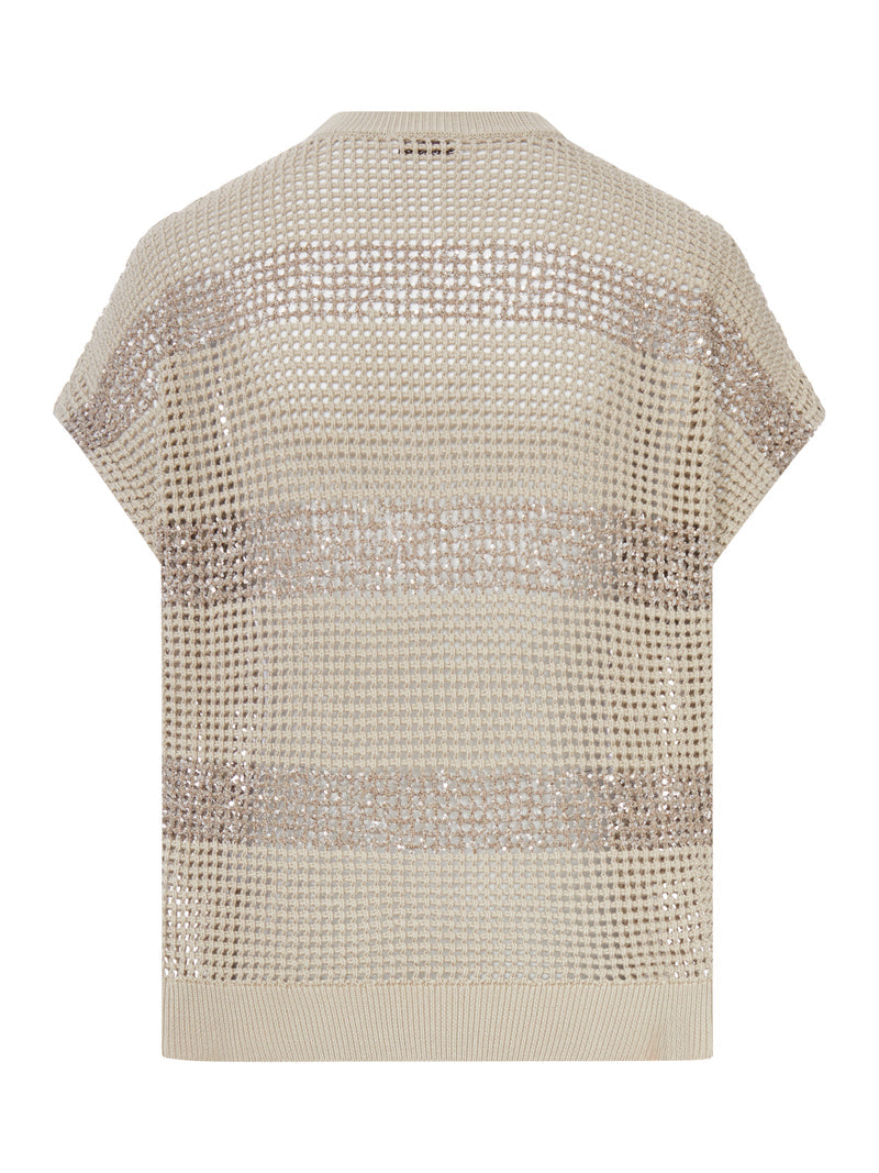 Brunello Cucinelli Women Openwork Sweater With Striped Design BRUNELLO CUCINELLI