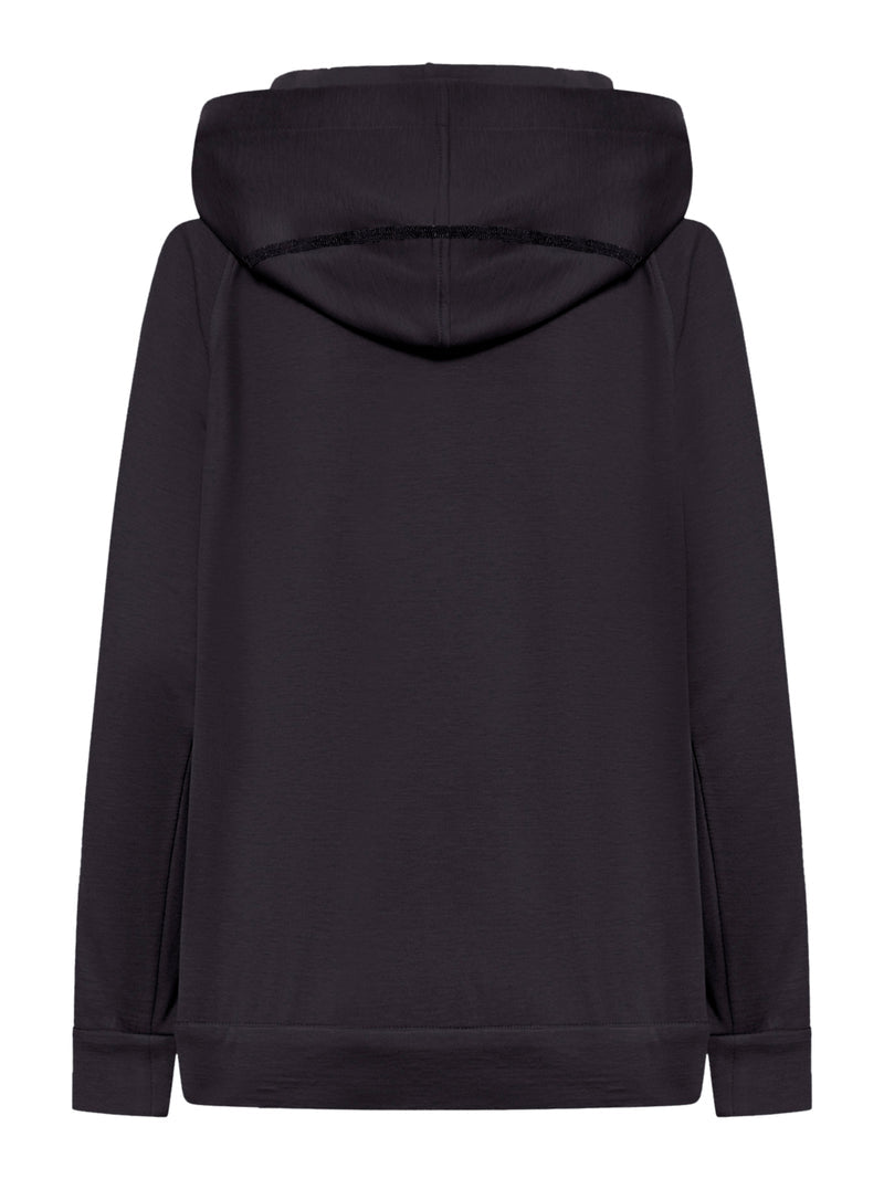 Brunello Cucinelli Women Cotton And Silk Interlock Topwear With Hood And Precious Stripe BRUNELLO CUCINELLI
