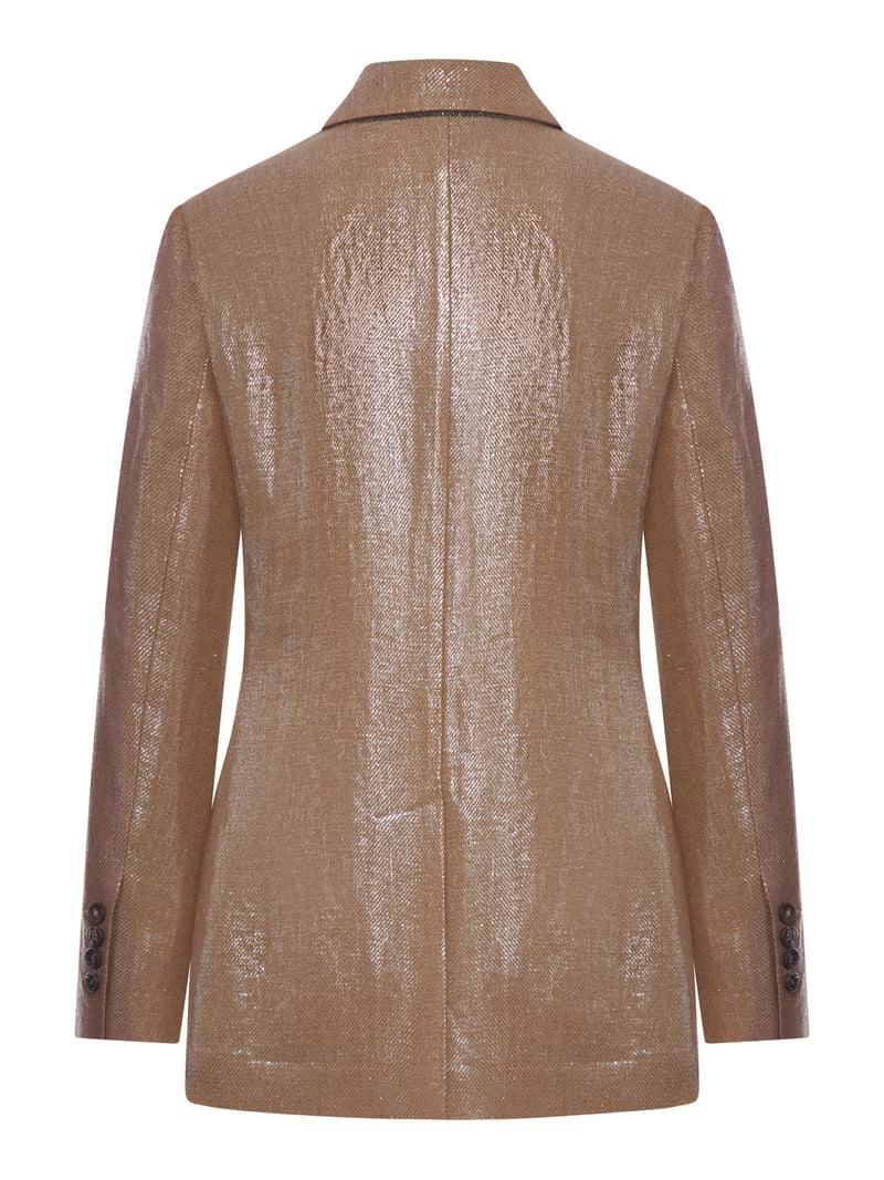 Brunello Cucinelli Women Double-Breasted Blazer In Laminated Fabric With A Shiny Effect BRUNELLO CUCINELLI
