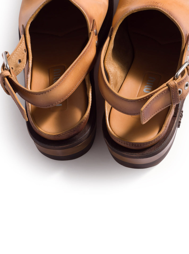 Miu Miu Women Leather Foule Sabot MIU MIU