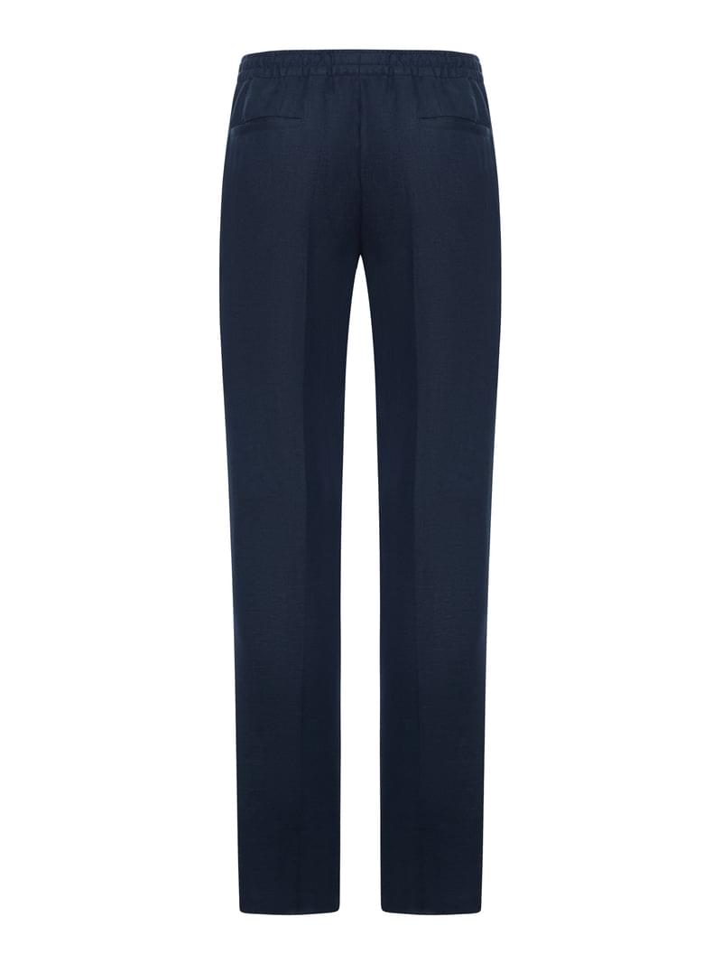 Kiton Men Straight Fit Linen Trousers With Elastic Waist KITON