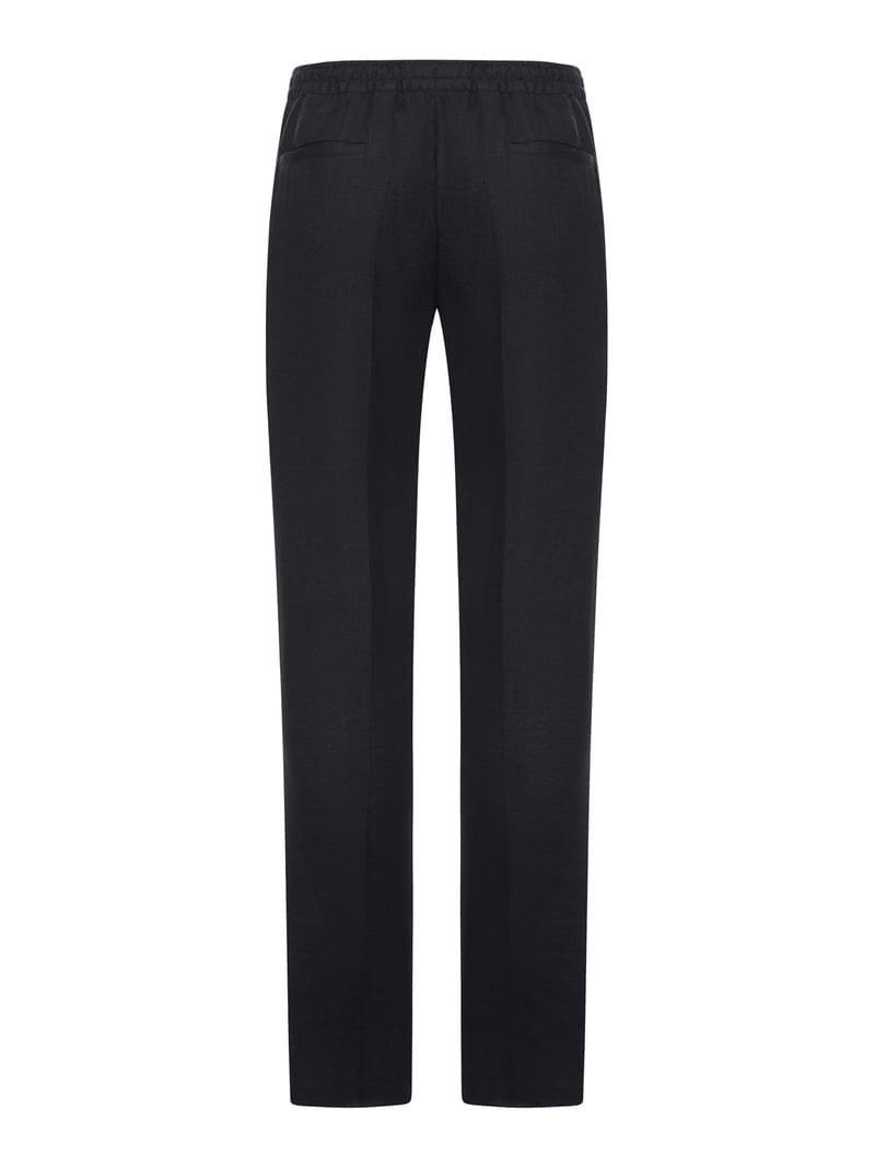 Kiton Men Straight Fit Linen Trousers With Elastic Waist KITON