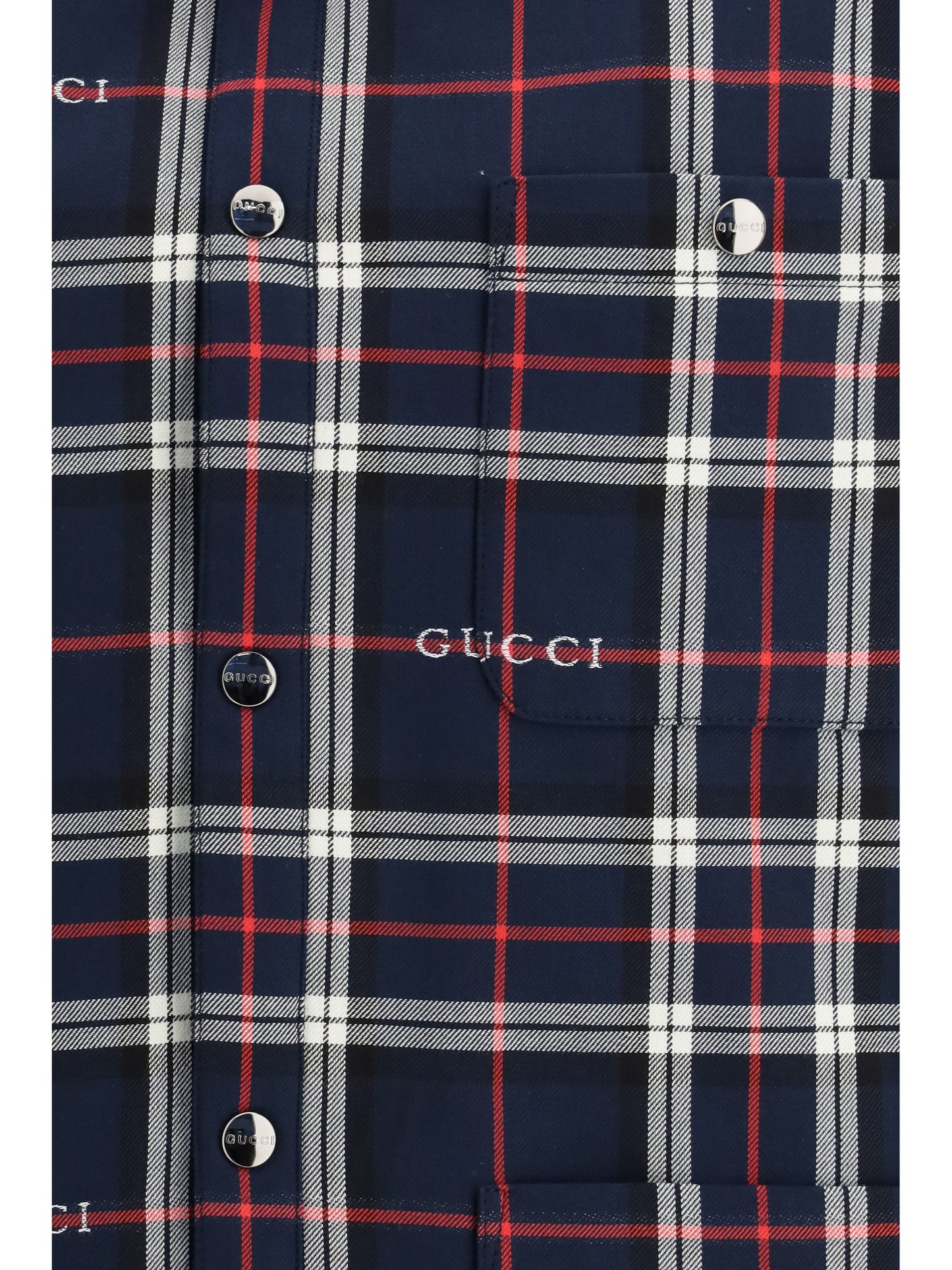 Gucci Men Padded Tartan Cotton Jacquard Shirt GUCCI