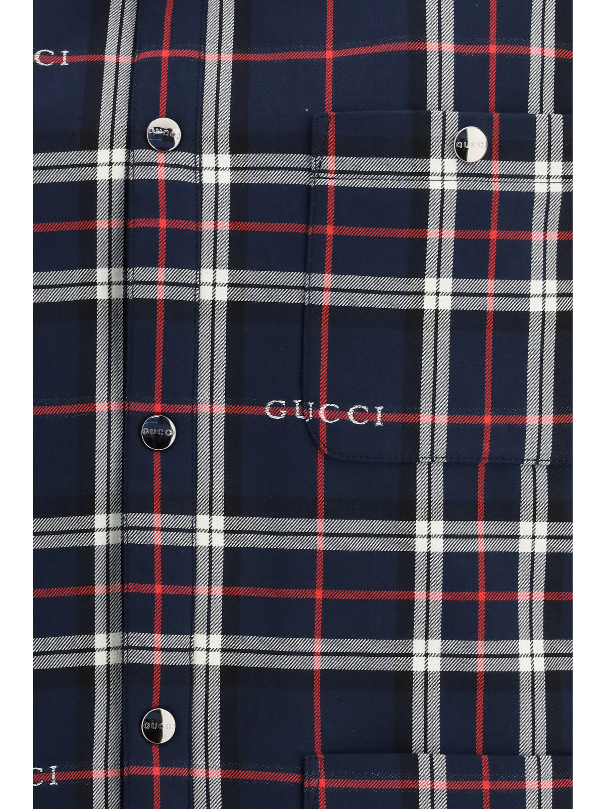 Gucci Men Padded Tartan Cotton Jacquard Shirt