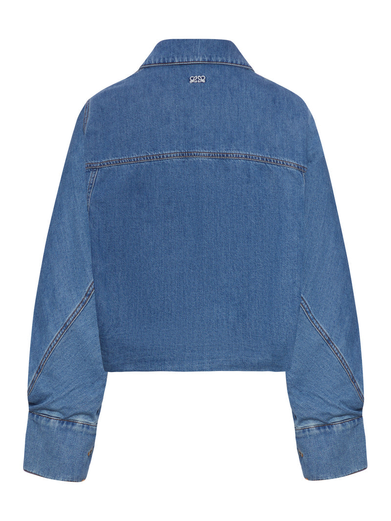 Loewe Women Cropped Denim Jacket With Wide Sleeves LOEWE
