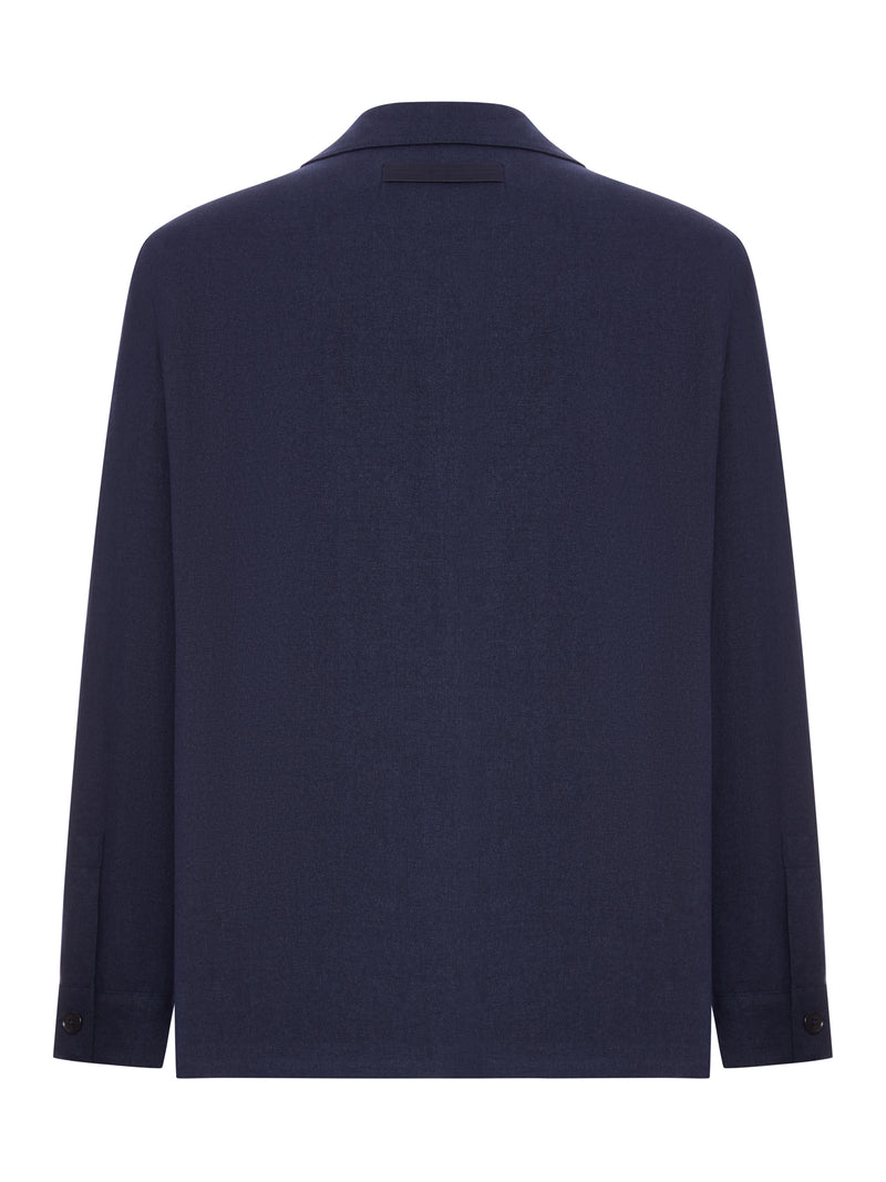 Zegna Men Wool And Linen Mix Jacket With Patched Pockets ZEGNA