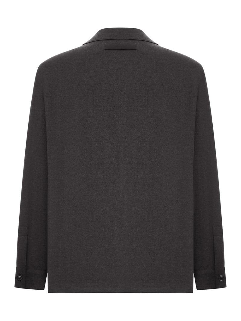 Zegna Men Wool And Linen Mix Jacket With Patched Pockets ZEGNA