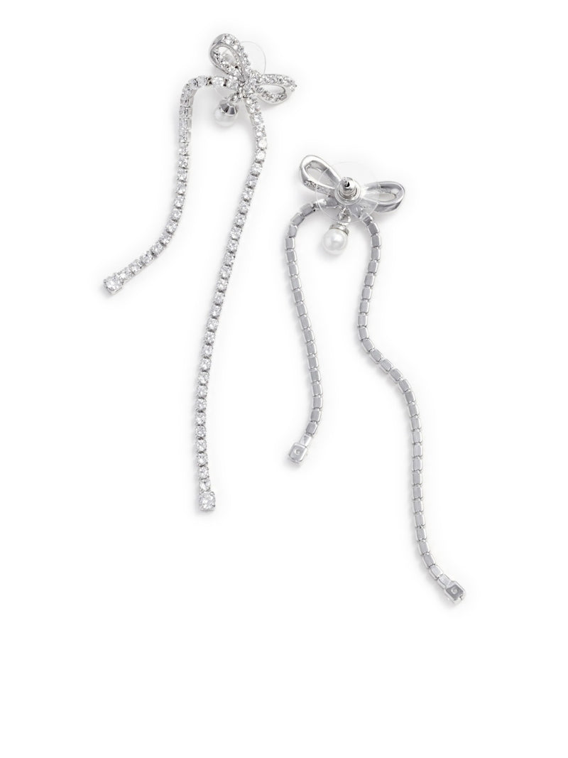 Self-Portrait Women Crystal And Pearl Bow Dangling Earrings SELF-PORTRAIT