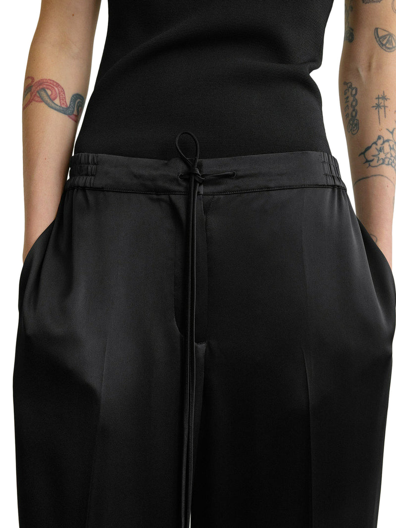 Toteme Women Wide-Leg Satin Trousers With Drawstring TOTEME