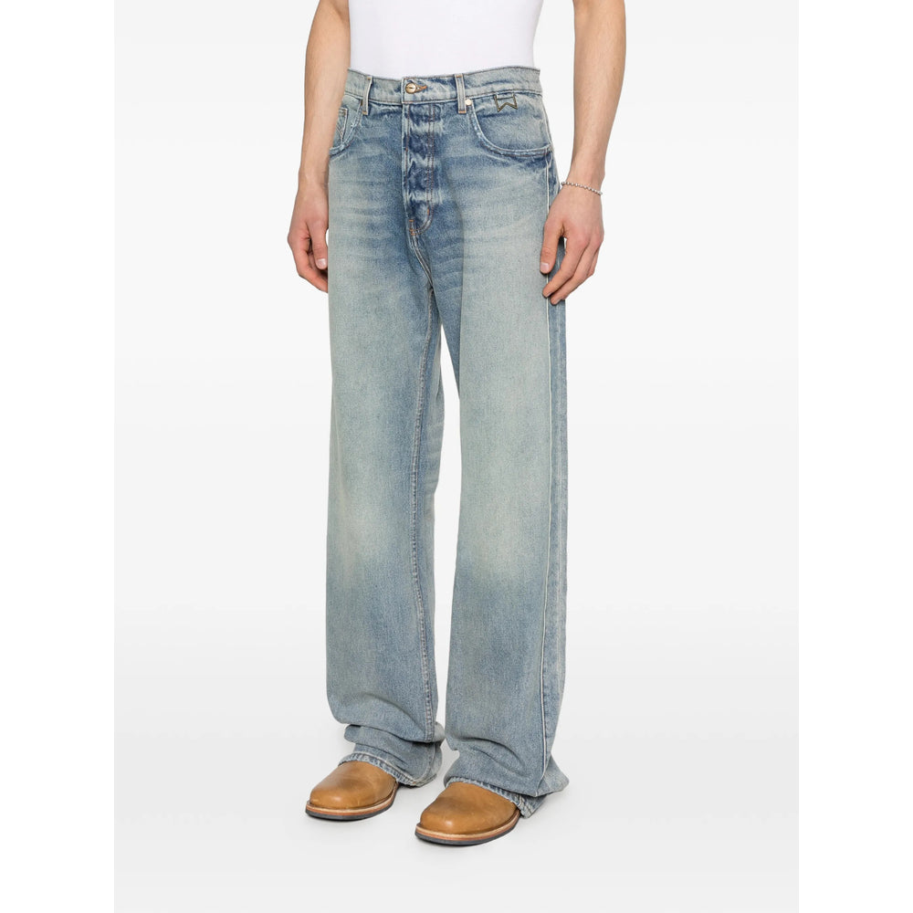 Rhude Blue Denim - Wide-Leg Jeans Men RHUDE